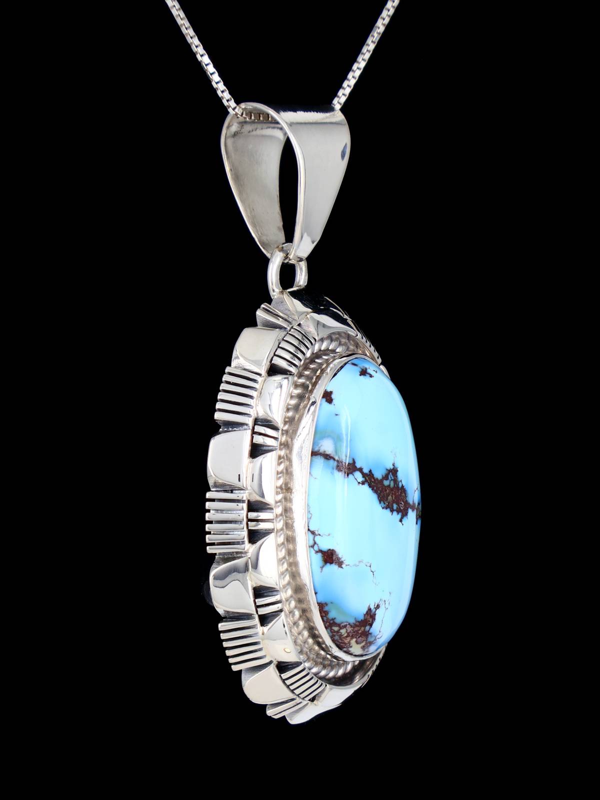 Sterling Silver Natural Golden Hill Turquoise Navajo Pendant - PuebloDirect.com