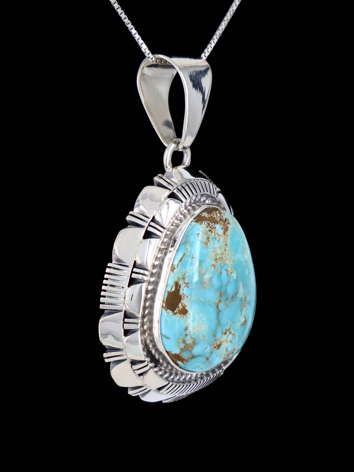 Native American Jewelry Natural Dry Creek Turquoise Pendant - PuebloDirect.com