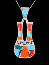 Native American Multistone Inlay Wedding Vase Pendant - PuebloDirect.com