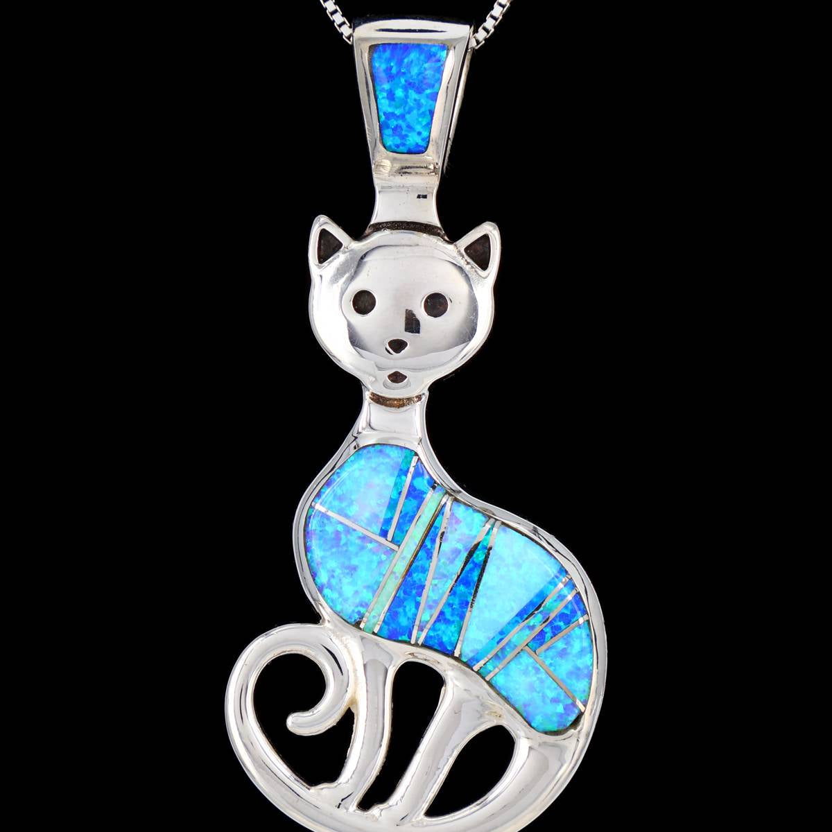 Native American Opalite Inlay Cat Pendant – PuebloDirect.com
