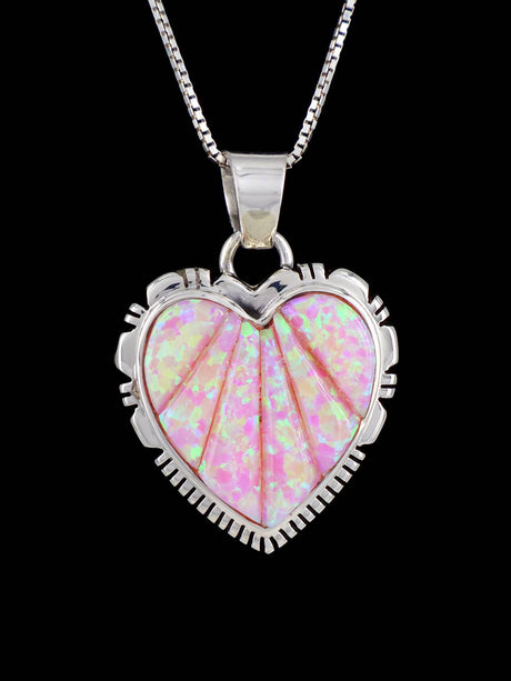 Navajo Opalite Cobblestone Inlay Heart Pendant - PuebloDirect.com