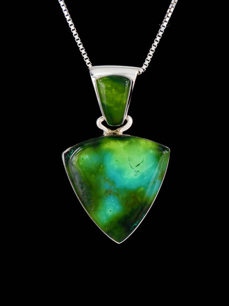 Native American Sterling Silver Sonoran Gold Turquoise Pendant - PuebloDirect.com