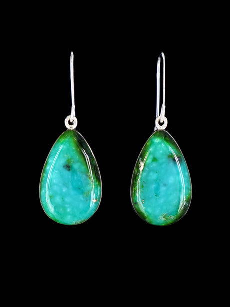 Native American Jewelry Sonoran Gold Turquoise Dangle Earrings - PuebloDirect.com