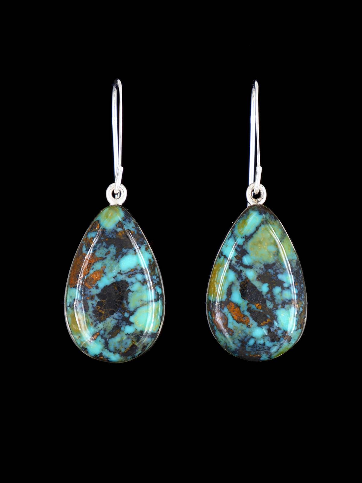 Native American Jewelry Cloud Mountain Turquoise Dangle Earrings - PuebloDirect.com