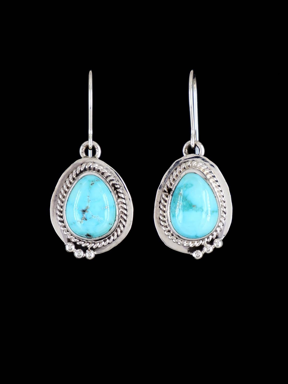 Sterling Silver Navajo Turquoise Dangle Earrings - PuebloDirect.com