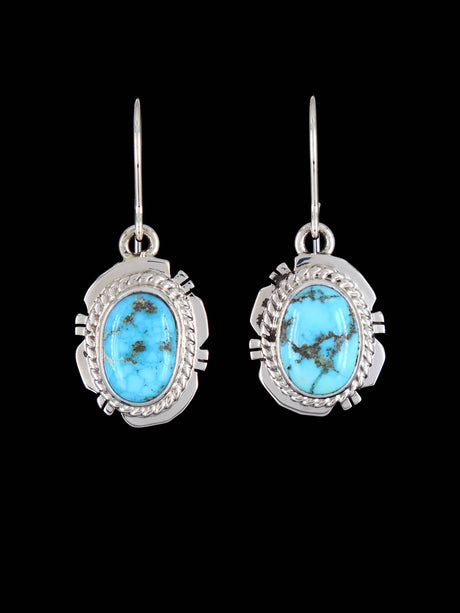 Native American White Water Turquoise Sterling Silver Dangle Earrings - PuebloDirect.com