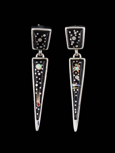 Native American Inlay Night Sky Post Earrings - PuebloDirect.com