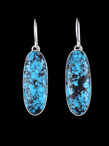 Navajo Cloud Mountain Turquoise Sterling Silver Dangle Earrings - PuebloDirect.com