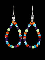 Navajo Spiny Oyster and Turquoise Beaded Dangle Earrings - PuebloDirect.com