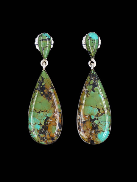 Navajo Sterling Silver Cloud Mountain Turquoise Post Earrings - PuebloDirect.com