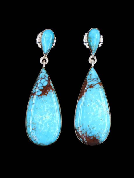 Navajo Sterling Silver Prince Turquoise Post Earrings - PuebloDirect.com