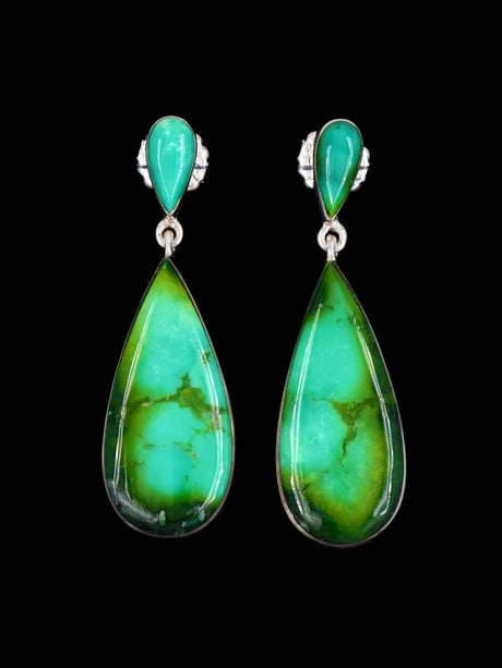 Navajo Sterling Silver Sonoran Mountain Turquoise Post Earrings - PuebloDirect.com