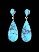 Navajo Sterling Silver Prince Turquoise Post Earrings - PuebloDirect.com