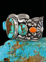 Native American Jewelry Sterling Silver Pilot Mountain Turquoise Cuff Bracelet - PuebloDirect.com