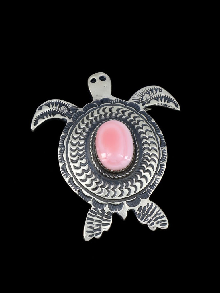Native American Jewelry Pink Conch Turtle Pin - PuebloDirect.com