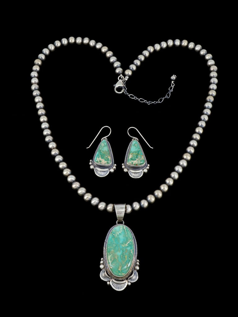 Native American Sterling Silver Royston Turquoise Necklace Set - PuebloDirect.com