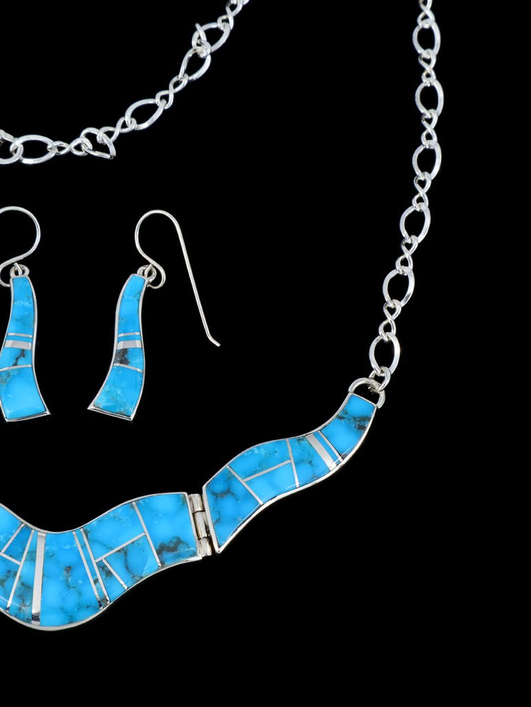 Turquoise Navajo Mosaic Inlay Necklace and Earring Set - PuebloDirect.com