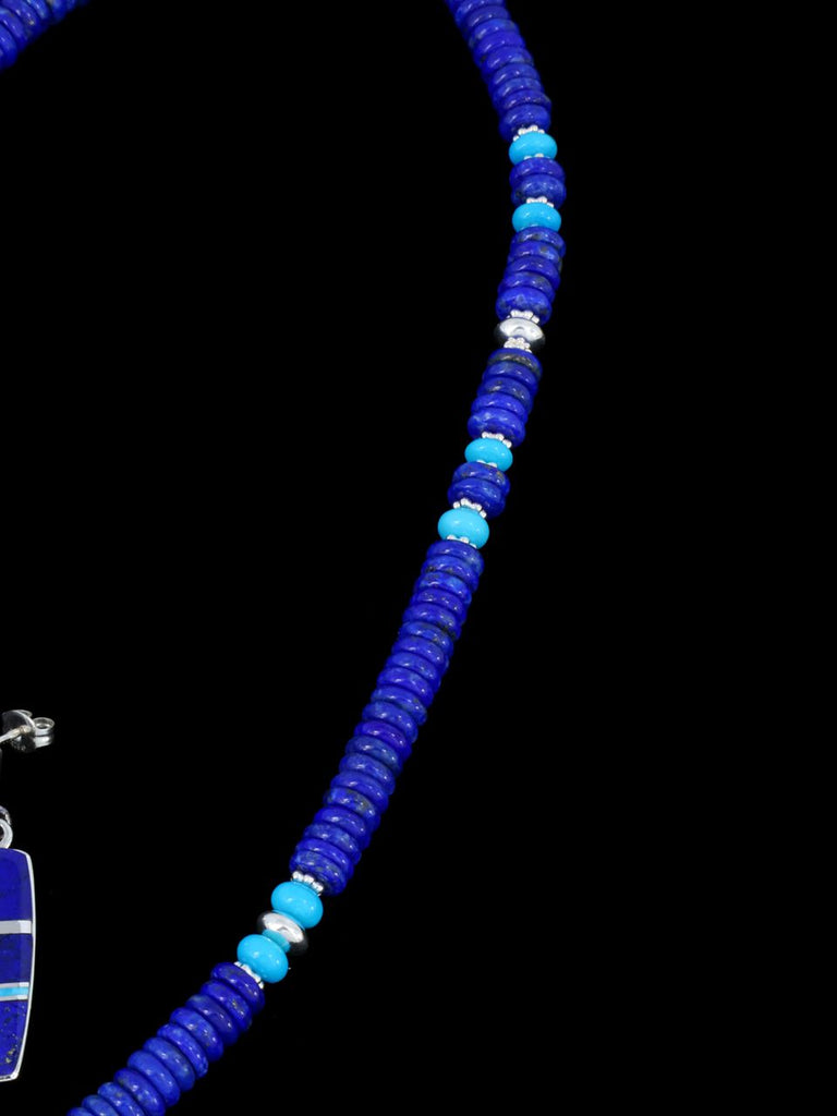 Navajo Lapis and Turquoise Inlay Necklace Set - PuebloDirect.com