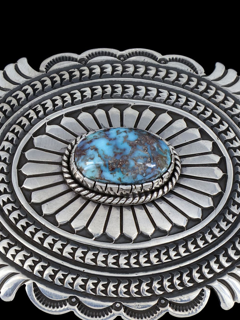 Native American Indian Dry Creek Turquoise Sterling Silver Buckle - PuebloDirect.com