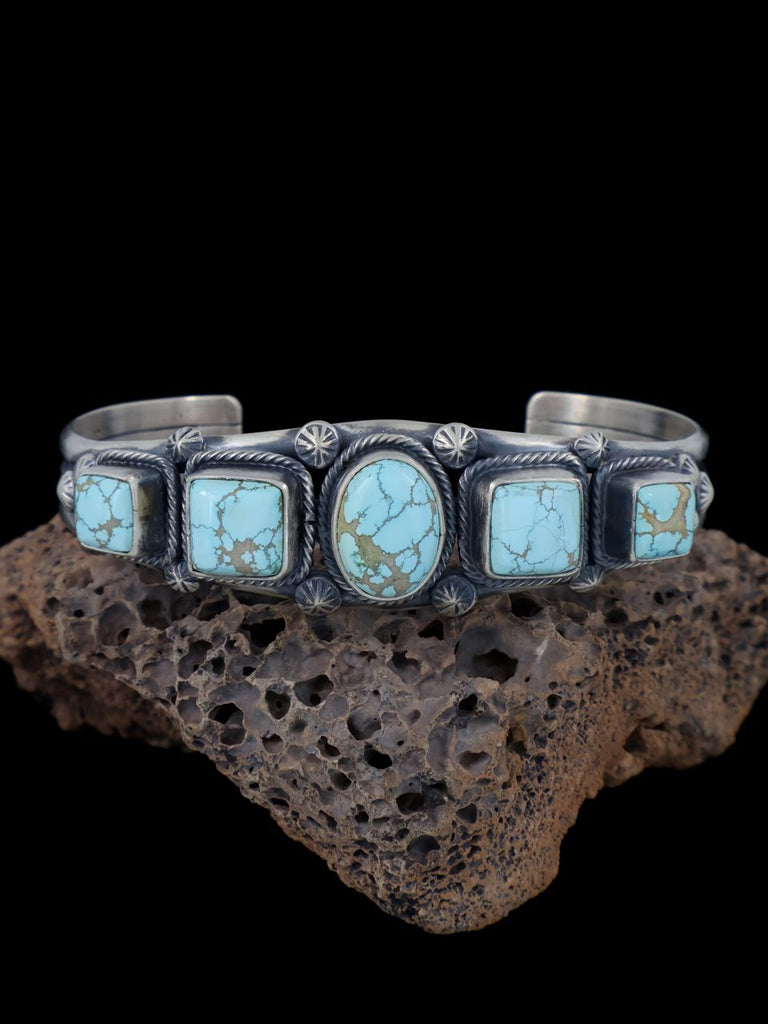 Native American Sterling Silver #8 Turquoise Cuff Bracelet - PuebloDirect.com