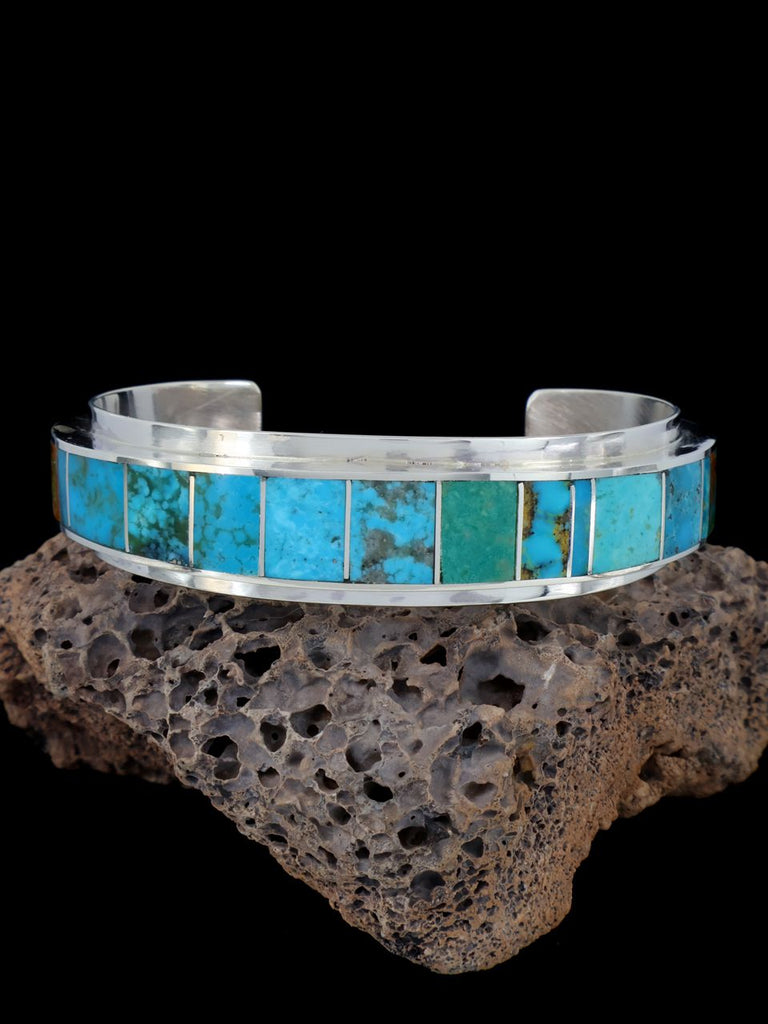 Native American Turquoise Inlay Cuff Bracelet - PuebloDirect.com