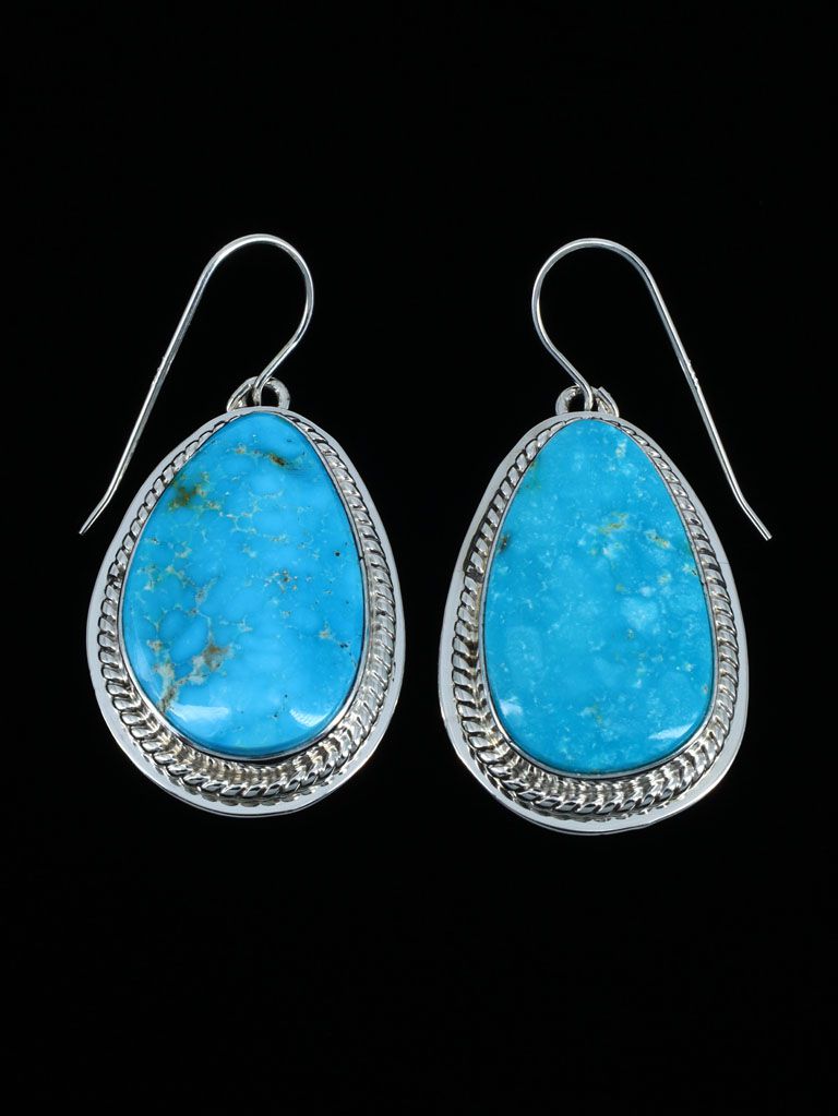 Native American Sterling Silver Kingman Turquoise Squash Blossom Necklace Set - PuebloDirect.com