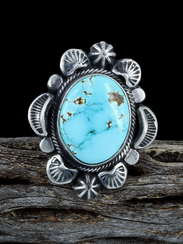 Native American Natural Sierra Nevada Turquoise Ring- Adjustable, Size 8+ - PuebloDirect.com