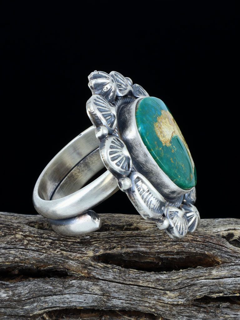 Native American Natural Royston Turquoise Ring- Adjustable, Size 8 1/2+ - PuebloDirect.com