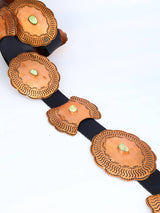 Estate Native American Copper and Turquoise Concho Belt - PuebloDirect.com