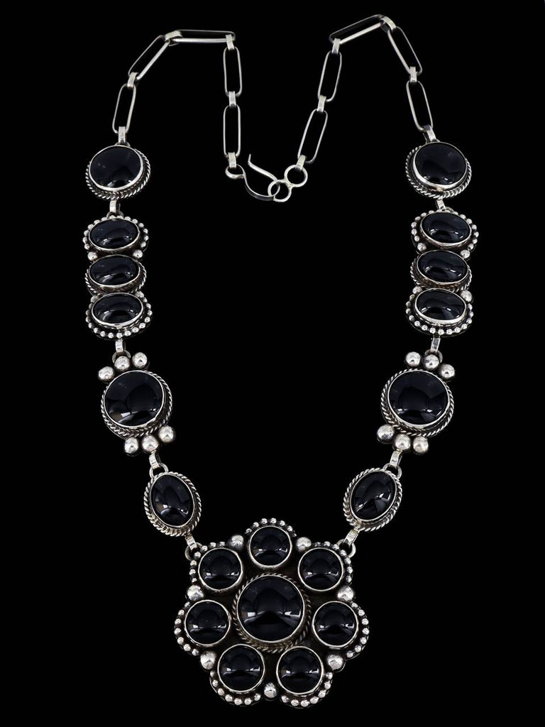Native American Jewelry Sterling Silver Onyx Necklace - PuebloDirect.com