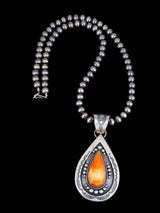 Native American Spiny Oyster Sterling Silver Beaded Necklace