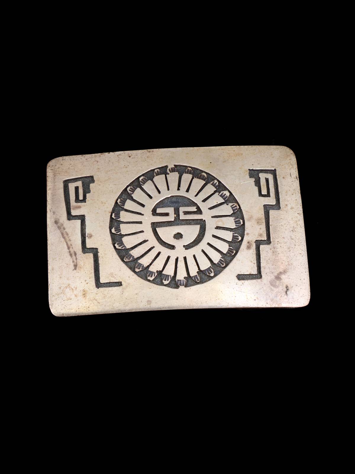 Estate Native American Sterling Silver Ladies Belt Buckle - PuebloDirect.com
