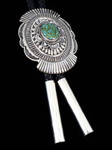 Native American Sterling Silver Kingman Turquoise Bolo Tie - PuebloDirect.com