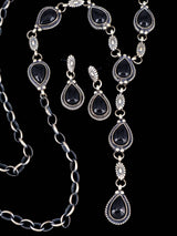 Native American Jewelry Black Onyx Lariat Necklace Set - PuebloDirect.com