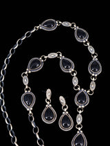 Native American Jewelry Black Onyx Lariat Necklace Set - PuebloDirect.com