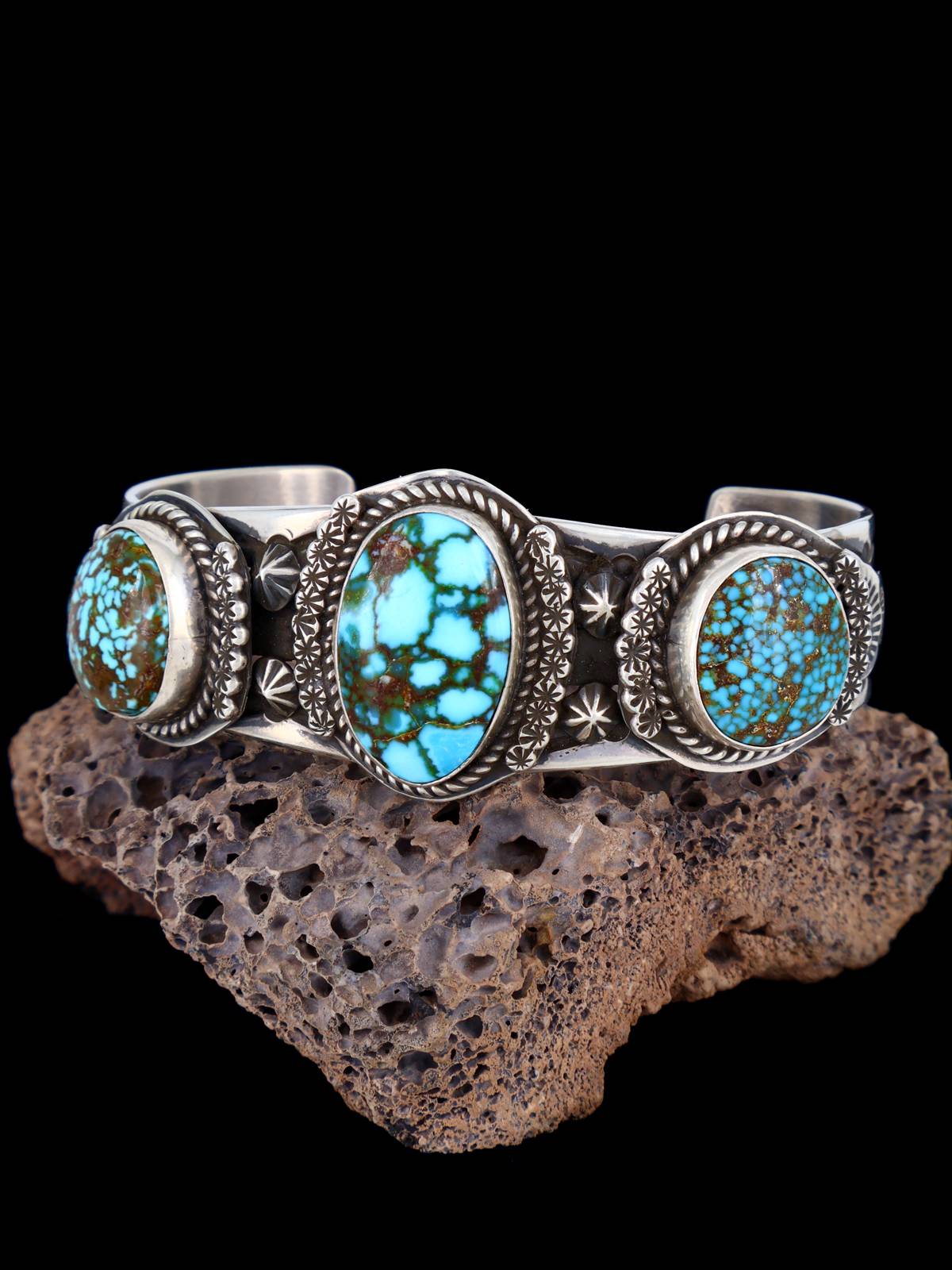 Native American Jewelry Kingman Turquoise Cuff Bracelet - PuebloDirect.com