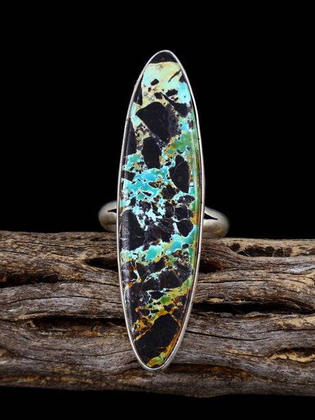 Sterling Silver Blackjack Turquoise Ring, Size 9 - PuebloDirect.com