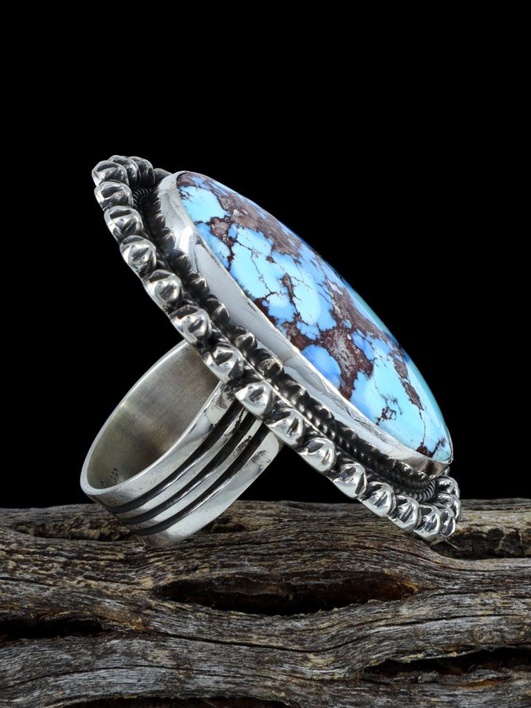 Golden Hill Turquoise Sterling Silver Ring Size 7 1/2 - PuebloDirect.com