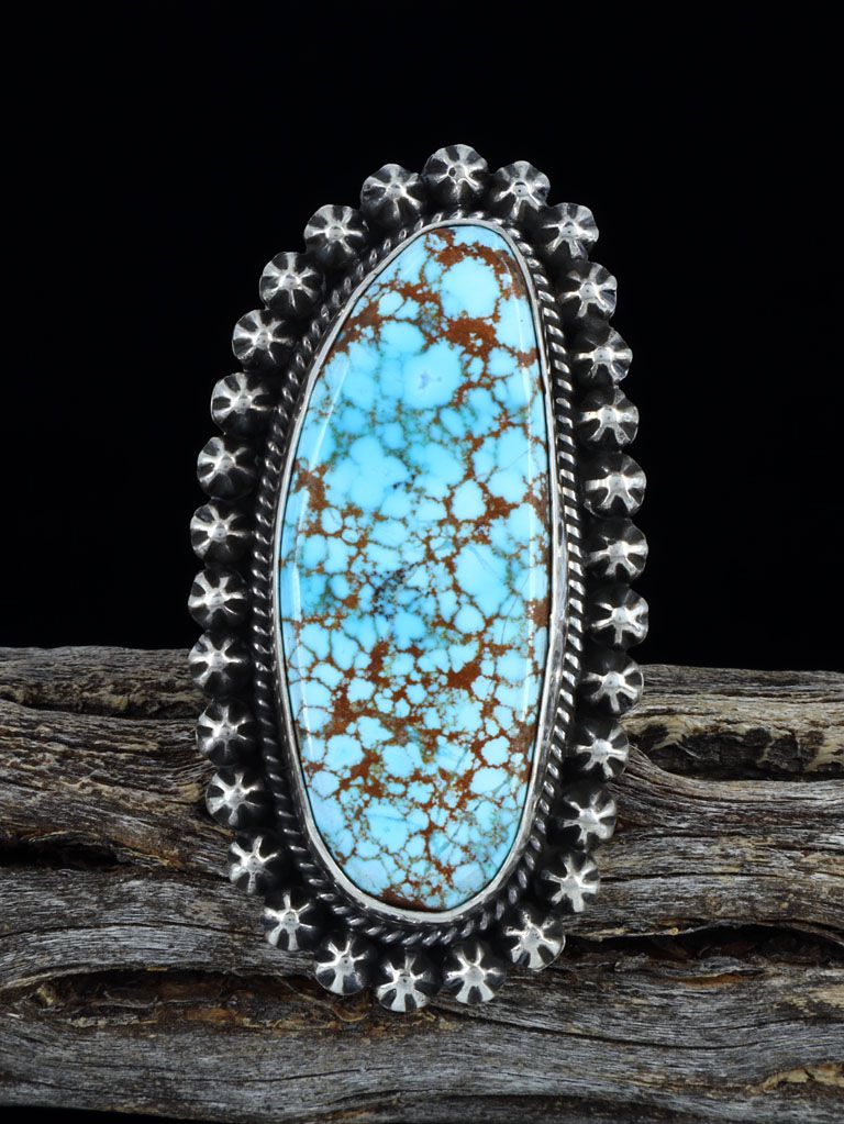 Number 8 Turquoise Sterling Silver Ring Size 9 - PuebloDirect.com