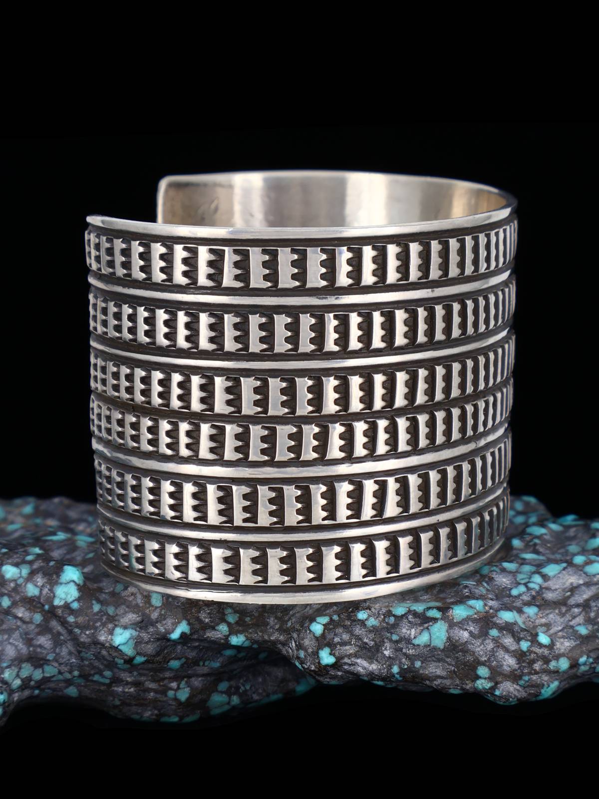 Native American Sterling Silver Stamped Cuff Bracelet