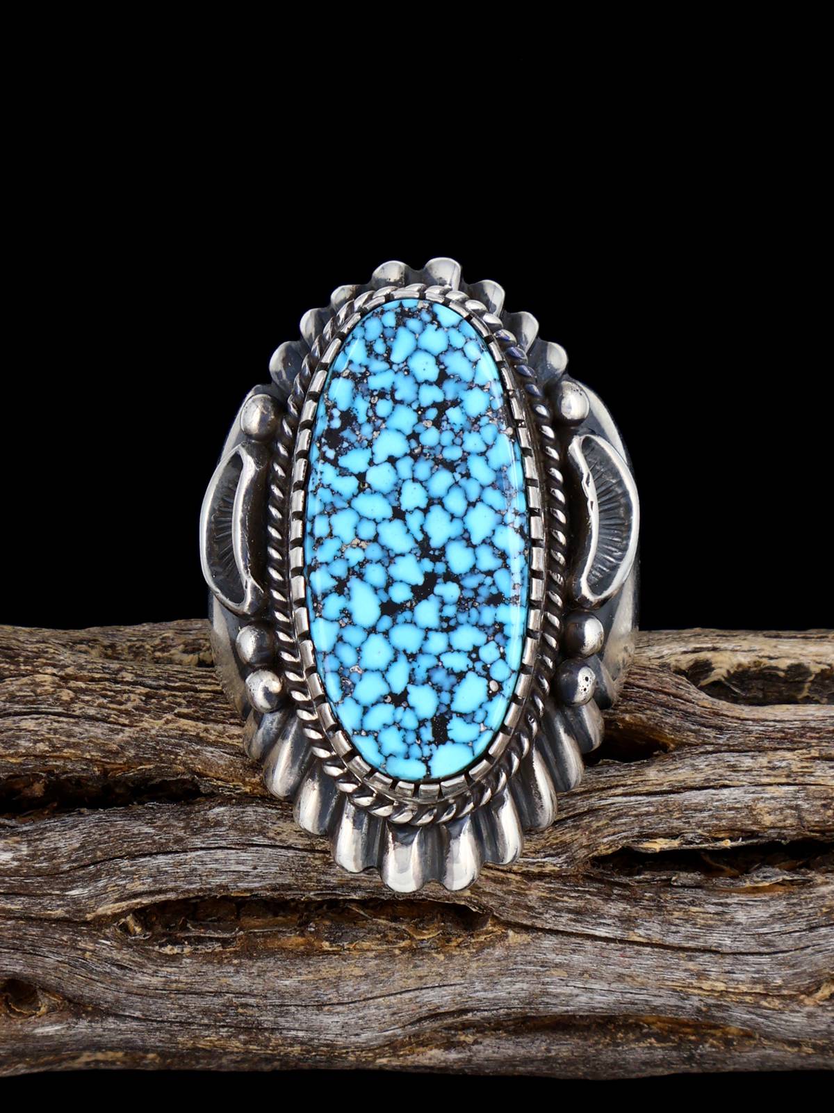 Navajo Sculpted Kingman Turquoise Ring Size 11