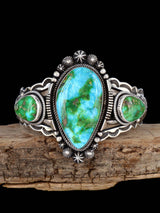 Native American Jewelry Sterling Silver Sonoran Gold Turquoise Cuff Bracelet
