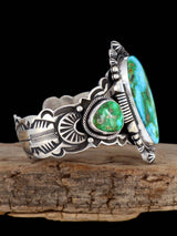 Native American Jewelry Sterling Silver Sonoran Gold Turquoise Cuff Bracelet