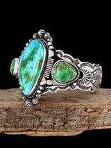 Native American Jewelry Sterling Silver Sonoran Gold Turquoise Cuff Bracelet