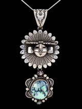 Native American Sterling Silver Apache Turquoise Kachina Pendant