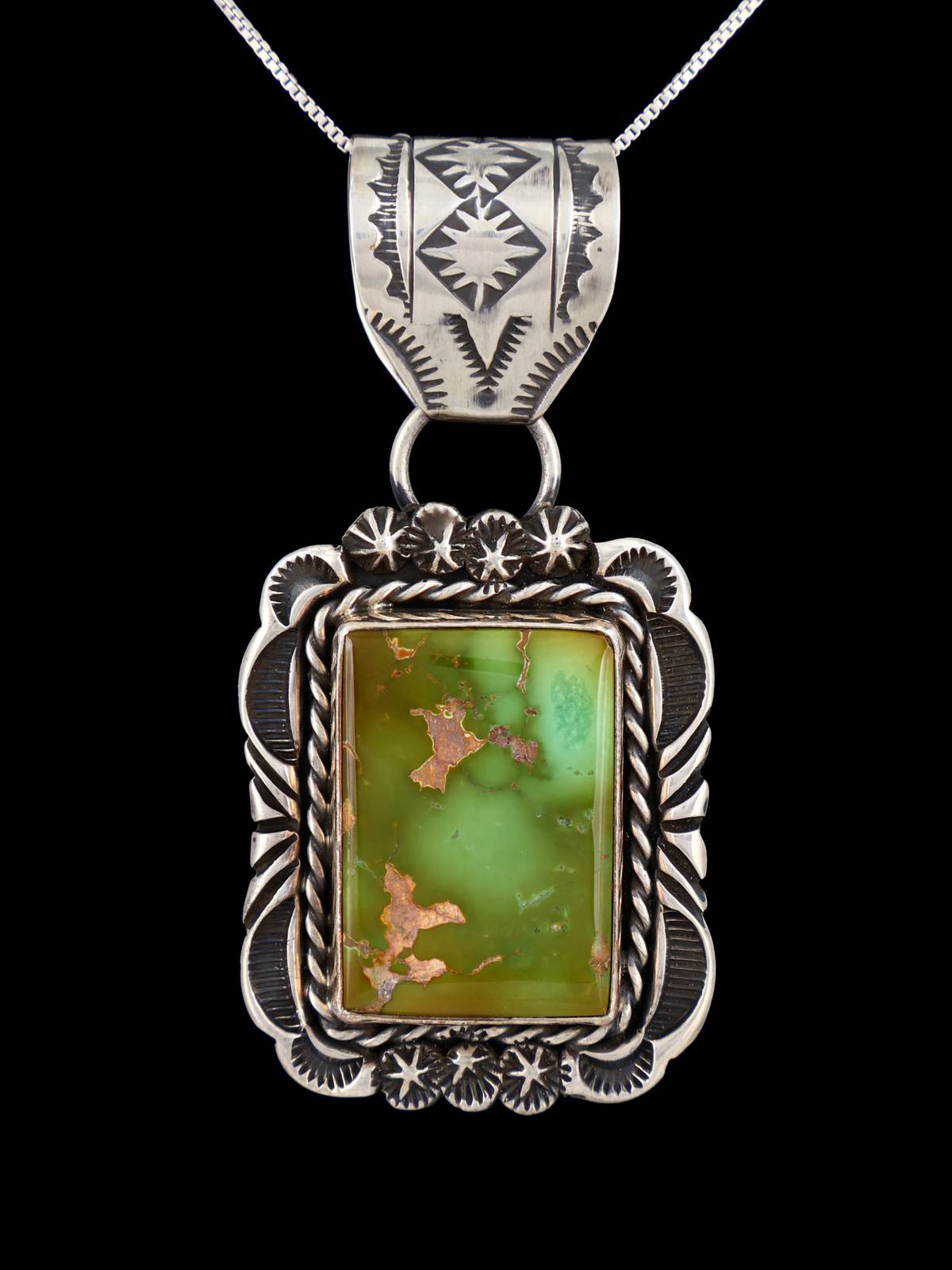 Native American Jewelry Sterling Silver Royston Turquoise Pendant