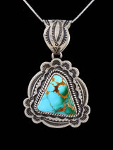 Native American Sterling Silver Natural Royston Turquoise Pendant