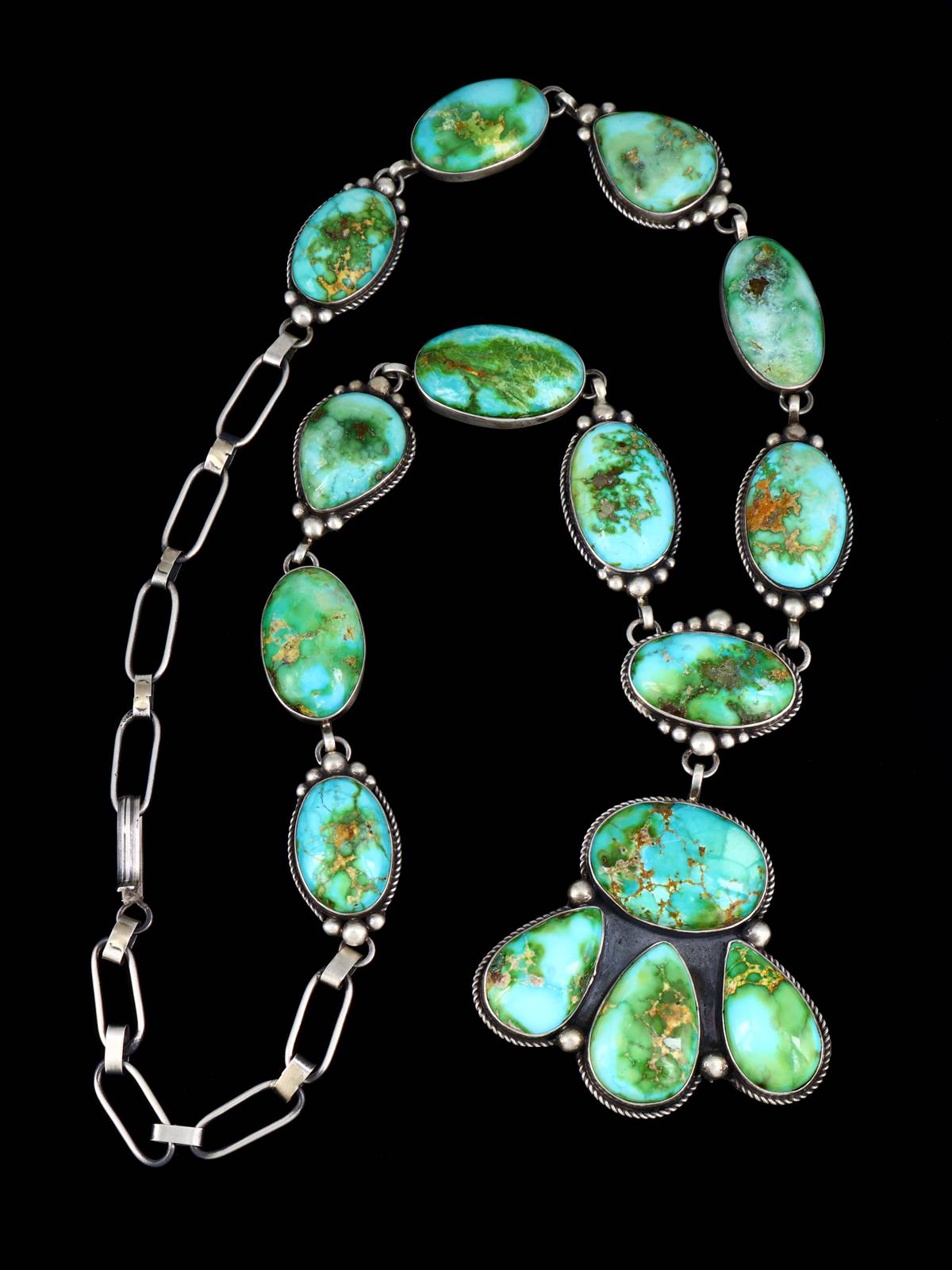 Native American Sterling Silver Royston Turquoise Lariat Y