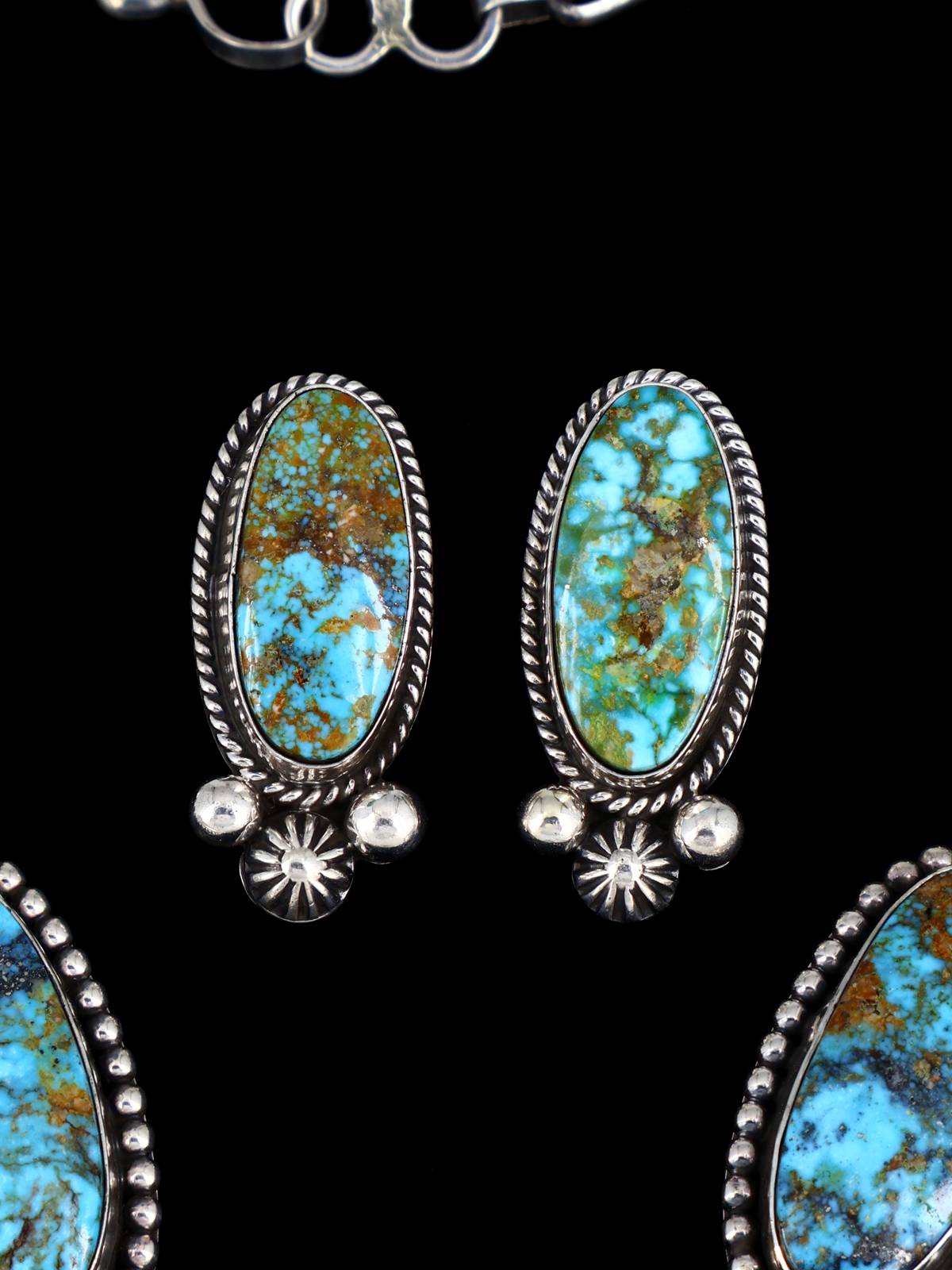 Native American Jewelry Kingman Turquoise Lariat Necklace Set