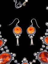 Navajo Spiny Oyster Sterling Silver Squash Blossom Necklace Set